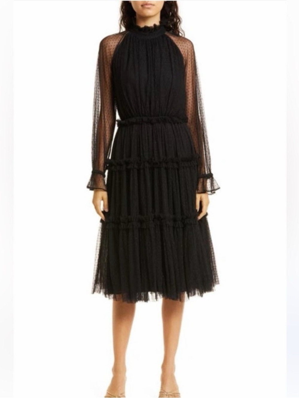Black Sheer Tiered Halter Maxi Dress